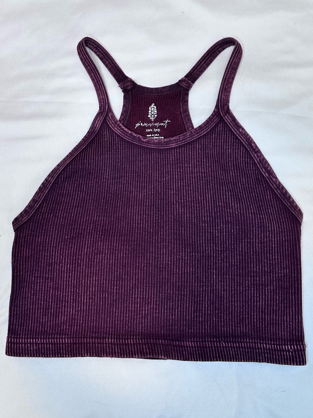 Free People Movement Ribbed Cropped Racerback Tank Top Purple XS/S
